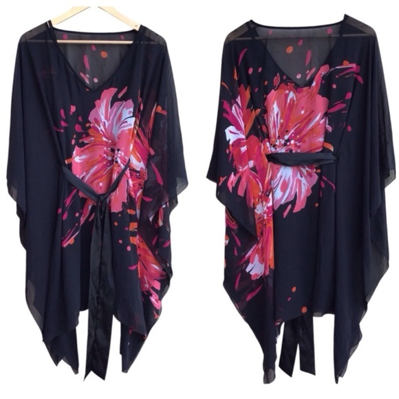 Bisou Bisou Floral Kimono Tank Dress Size Small - Picture 1 of 10